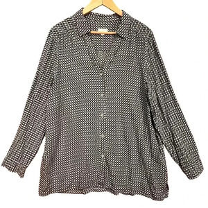J Jill Women’s Gray Black‎ Button Up Shirt Long Sleeve Rayon Career Casual Large